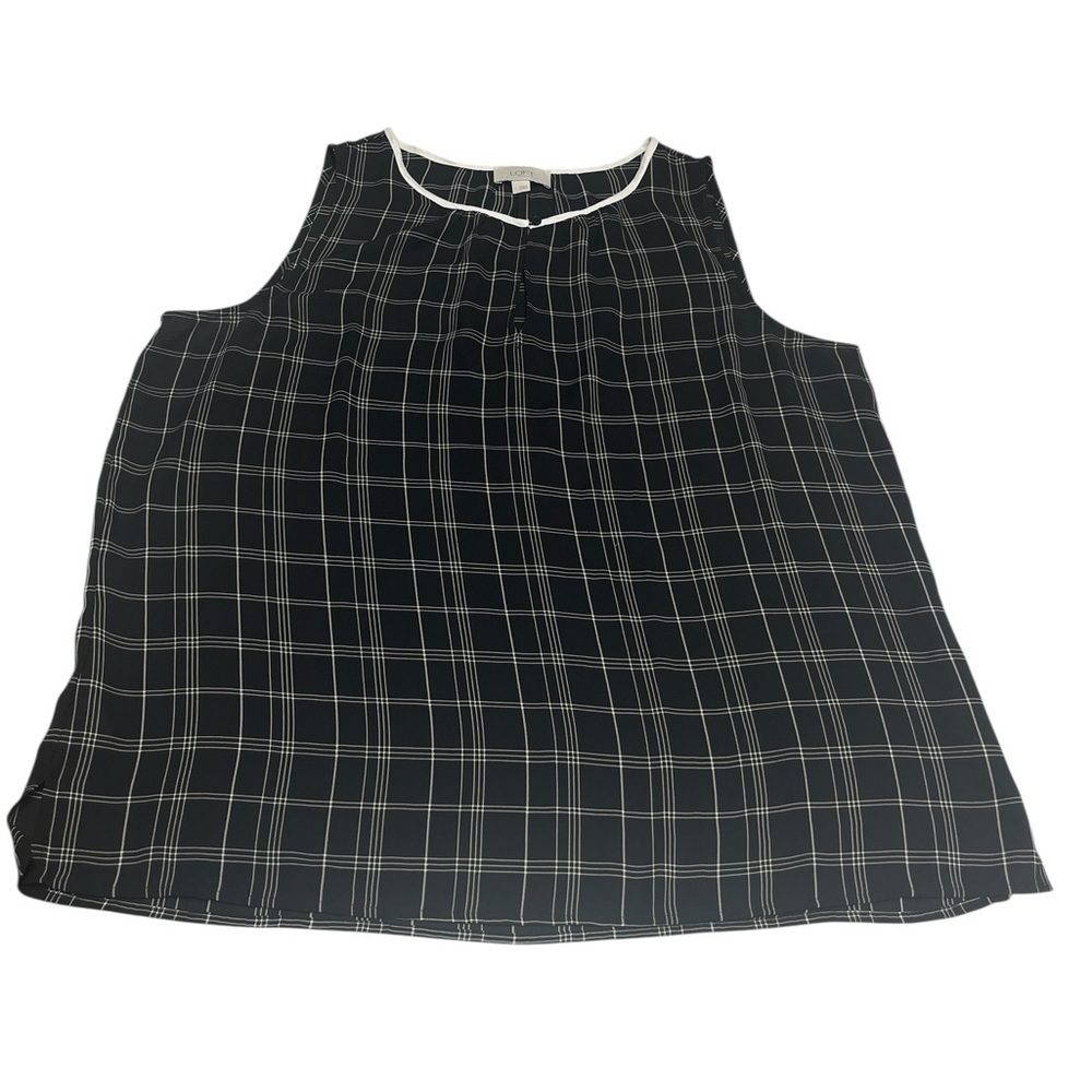 LOFT Sleeveless Checkered Blouse in Black and White